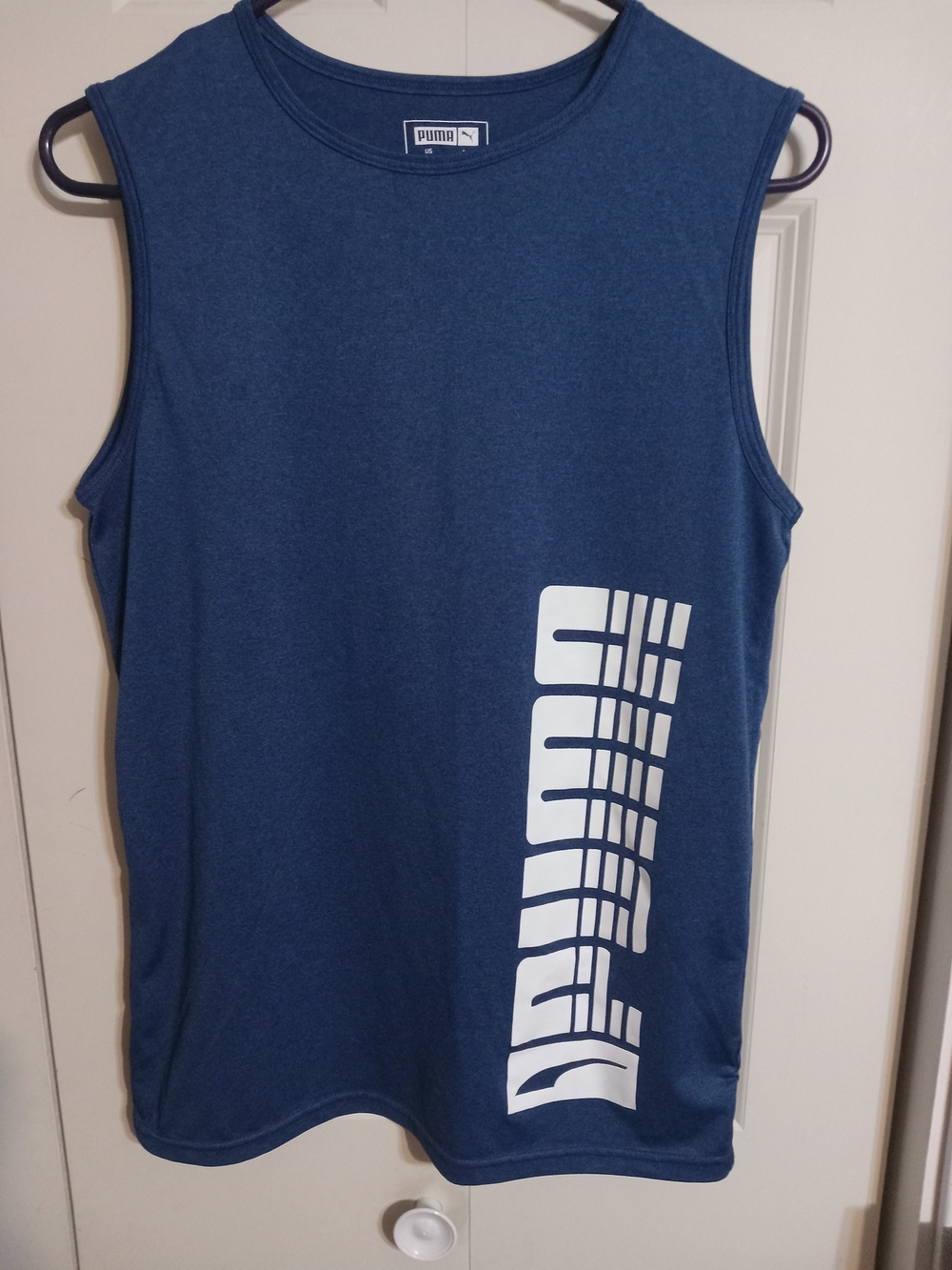 Puma Navy Blue Performance Tee with White Logo Print